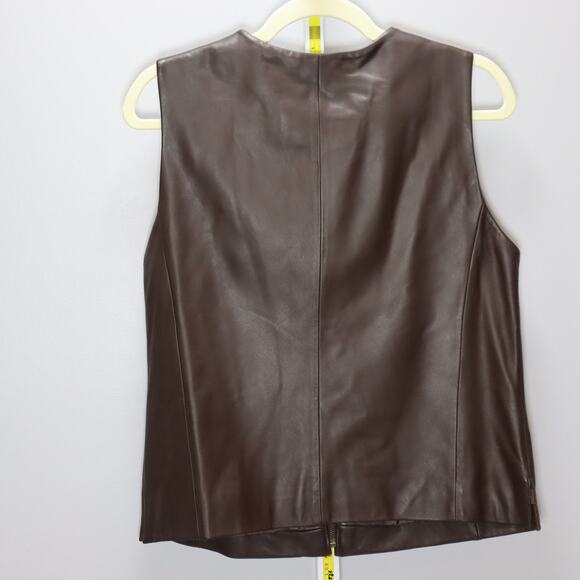 Valerie by Valerie Stevens Brown Leather Zip Front Vest Size M - Picture 2 of 4